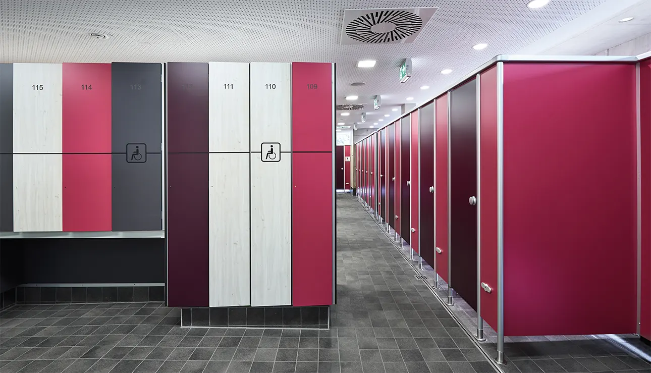 Lockers and changing cubicles made by Schäfer