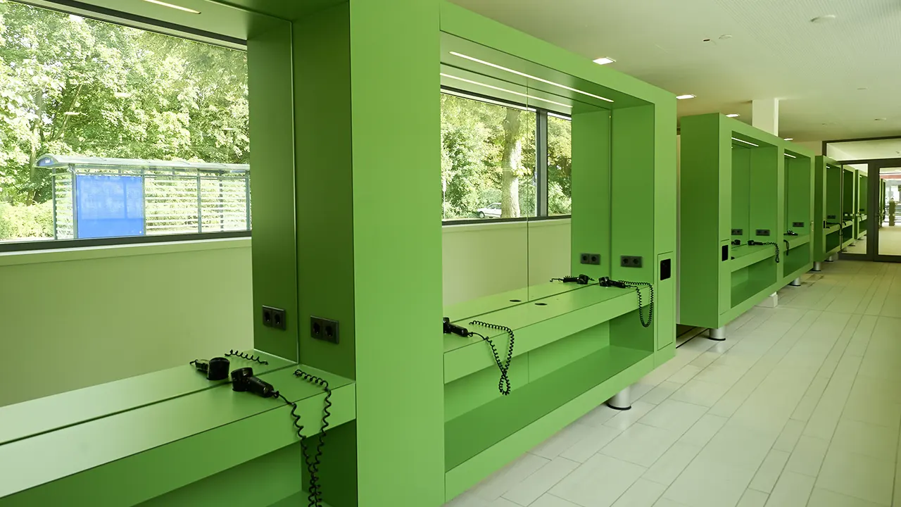 Hair drying stations for swimming pools and spas